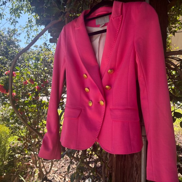 AMAZING! H&M Hot Pink Double Breasted Barbiecore Blazer 4 - Picture 1 of 11